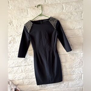 Zara Black Rhinestone Formal Mini Dress-Extra Small